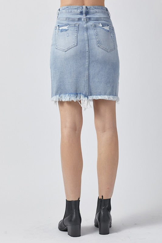 Risen Jeans "High Rise Mini Skirt" in Light Wash