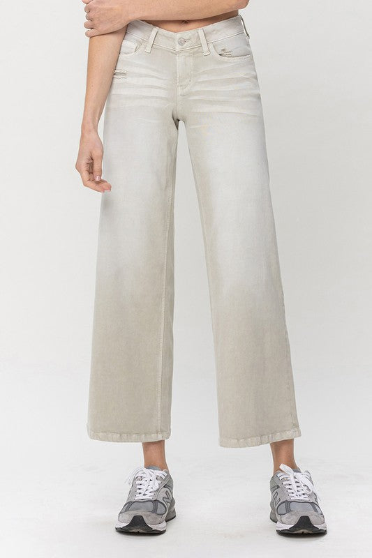 Vervet "Low Rise Baggy Wide Leg Jeans" in Sage Green