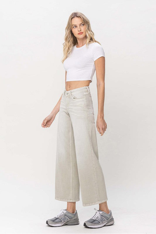 Vervet "Low Rise Baggy Wide Leg Jeans" in Sage Green