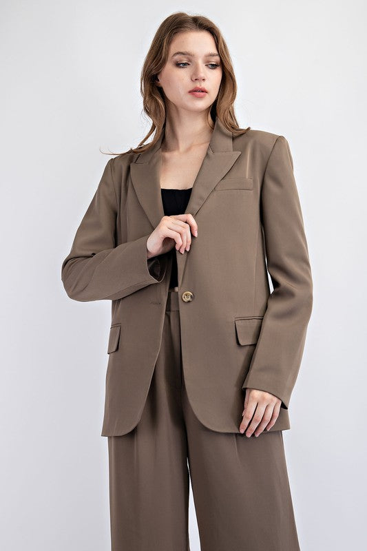 Keaton Relaxed Blazer in Olive Grey