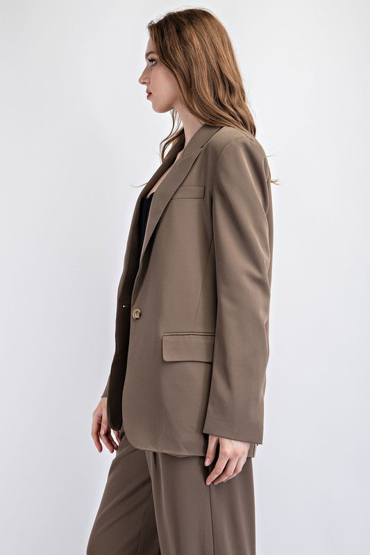 Keaton Relaxed Blazer in Olive Grey