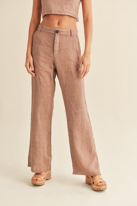 Sophia Straight Leg Trousers in Mocha