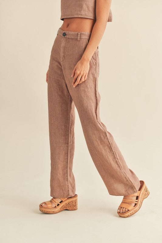 Sophia Straight Leg Trousers in Mocha