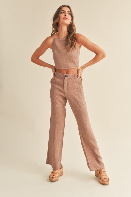Sophia Straight Leg Trousers in Mocha