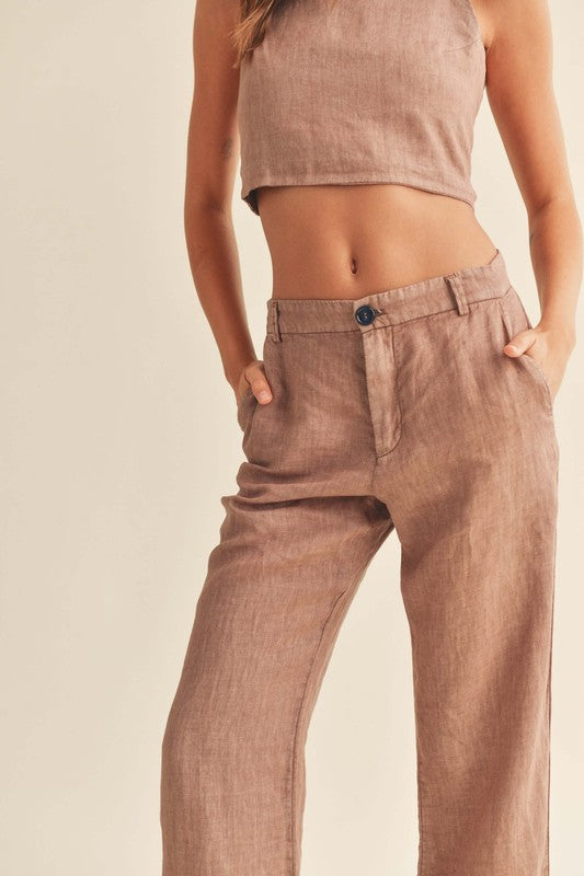 Sophia Straight Leg Trousers in Mocha