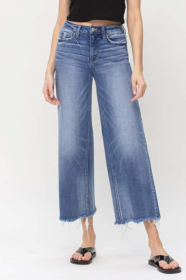 FLYING MONKEY HIGH RISE WIDE JEANS CROPPED