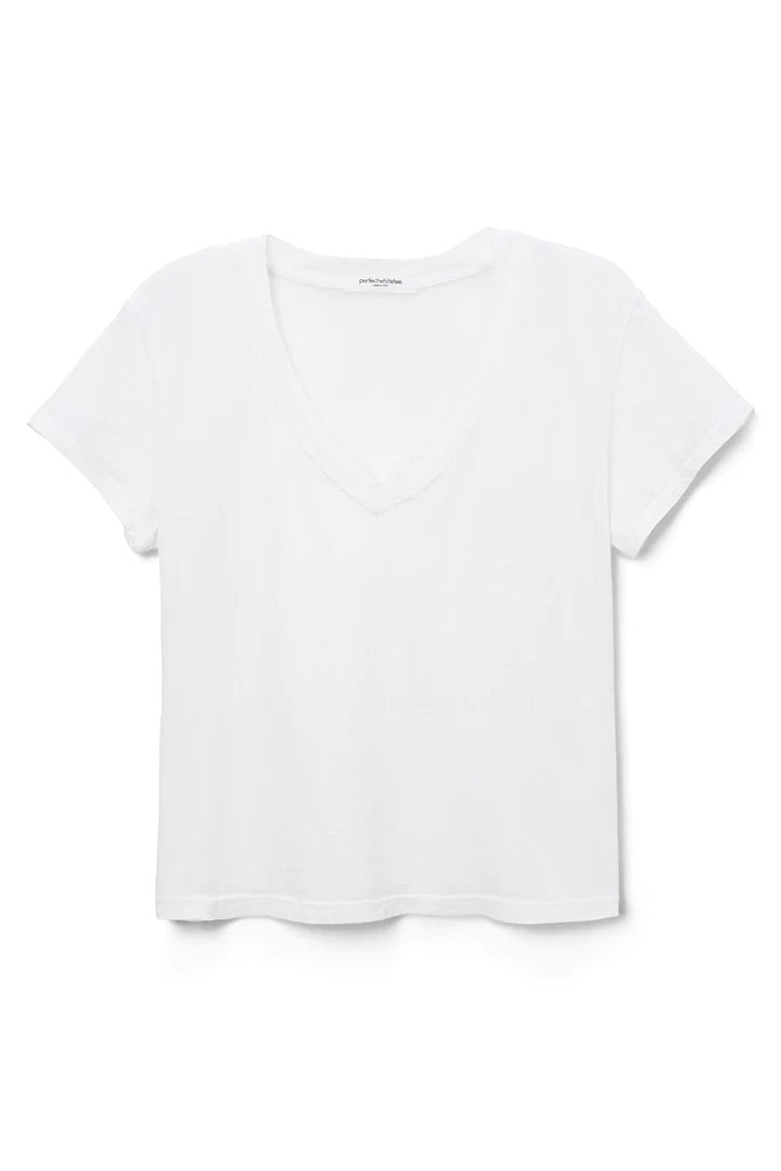 Perfect White Tee "Cotton Boxy V Neck Tee" in White