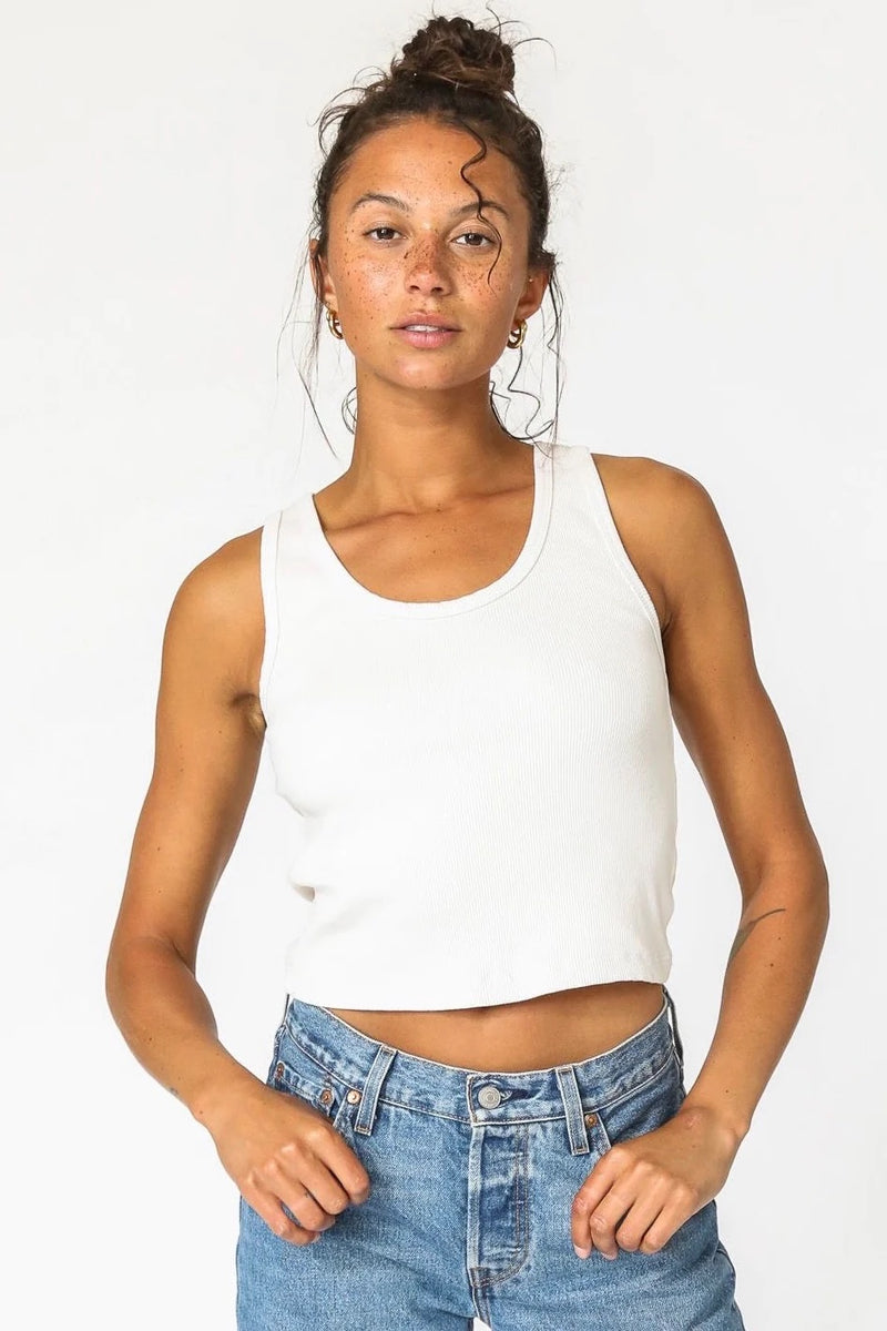 Perfect White Tee "Structured Rib Bra Friendly Tank" in White