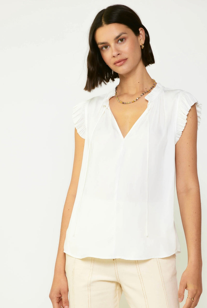 Current Air "Pleated Sleeve Blouse" in White