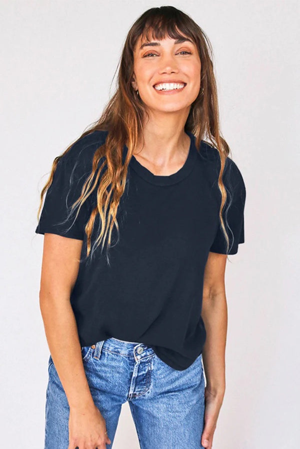 Perfect White Tee "Cotton Boxy Crew Tee" in Navy