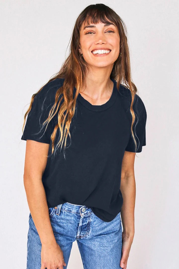 Perfect White Tee "Cotton Boxy Crew Tee" in Navy