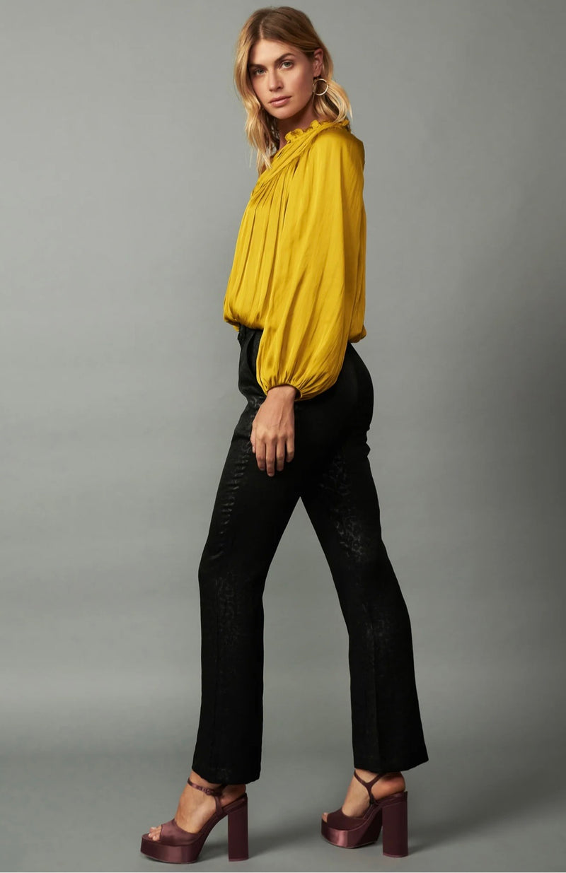 Current Air Yoke Shirred Blouse in Golden Yellow