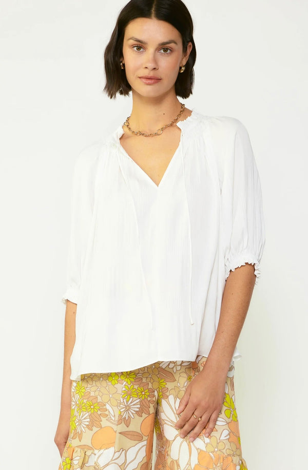 Current Air Angelica Pleated Blouse in White