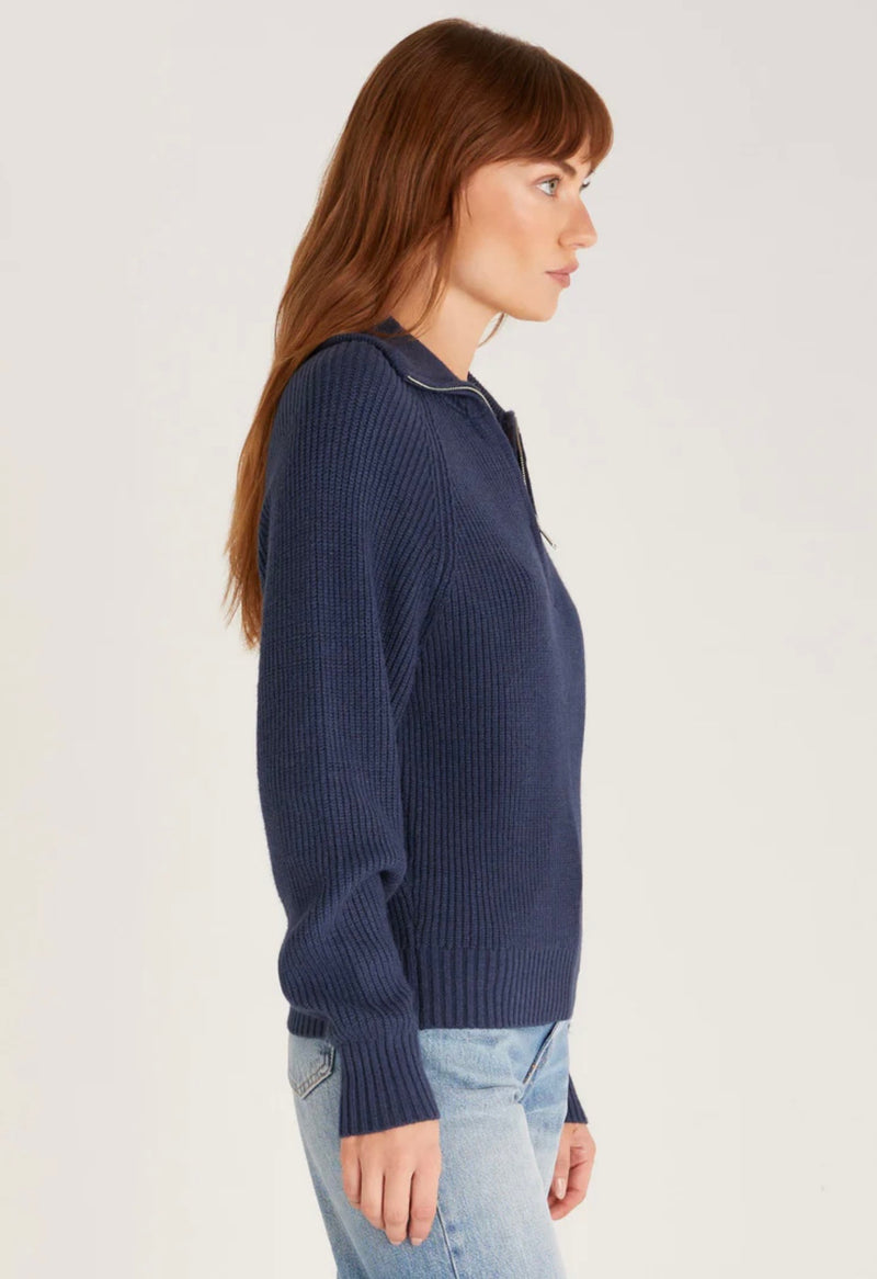 Z Supply 3/4 Zip Sweater in Navy