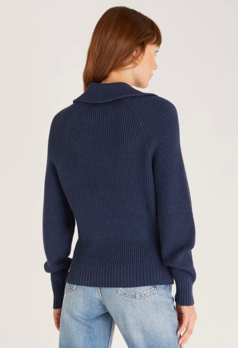Z Supply 3/4 Zip Sweater in Navy