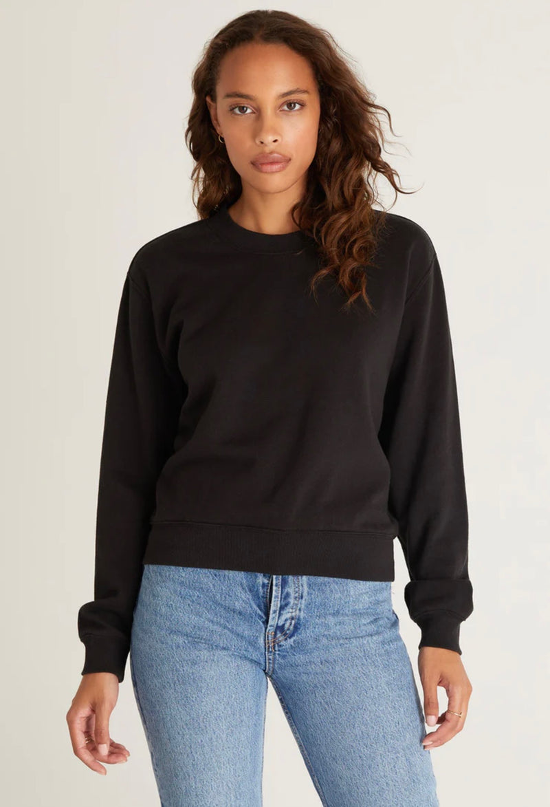 Z Supply Crew Fleece Sweatshirt in Black