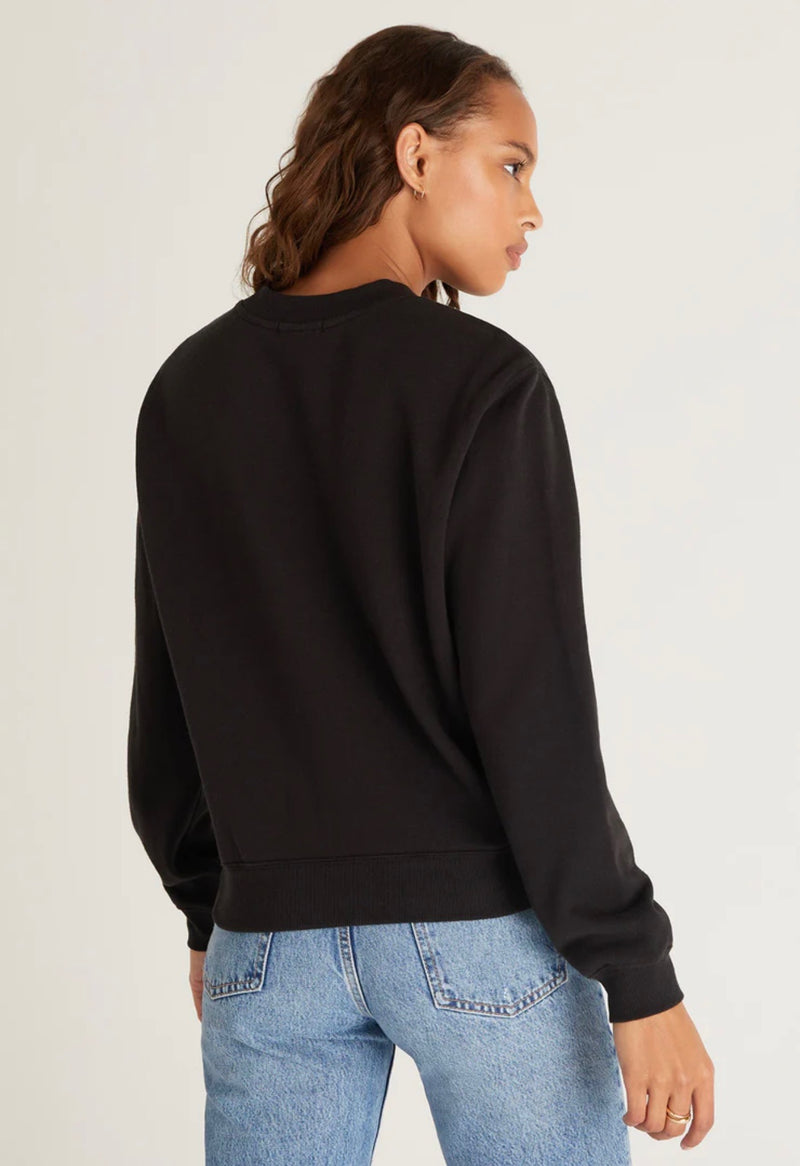 Z Supply Crew Fleece Sweatshirt in Black