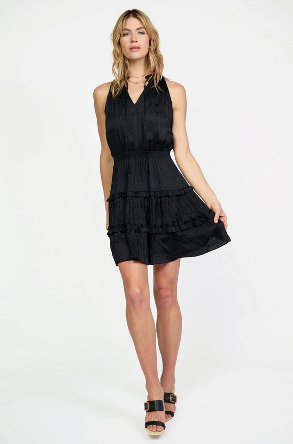 Current Air Crinkle Texture Mini Dress in Black